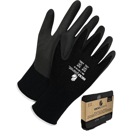 Bdg Coated Gloves, Nitrile, Textured, Palm, Black, 2XL (11) 1 PR 99-1-8110-11-V